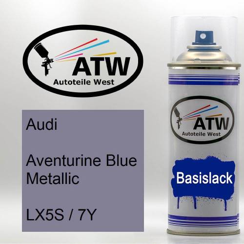 Audi, Aventurine Blue Metallic, LX5S / 7Y: 400ml Sprühdose, von ATW Autoteile West.